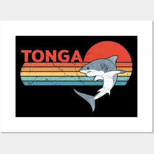 White Shark Kingdom of Tonga Vintage Travel Design Posters and Art